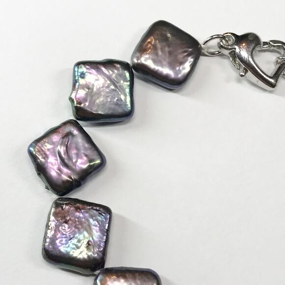 M&M Signed Genuine Freshwater Square Diamond Flat Coin Pearl Baroque Peacock 13m - Picture 11 of 12